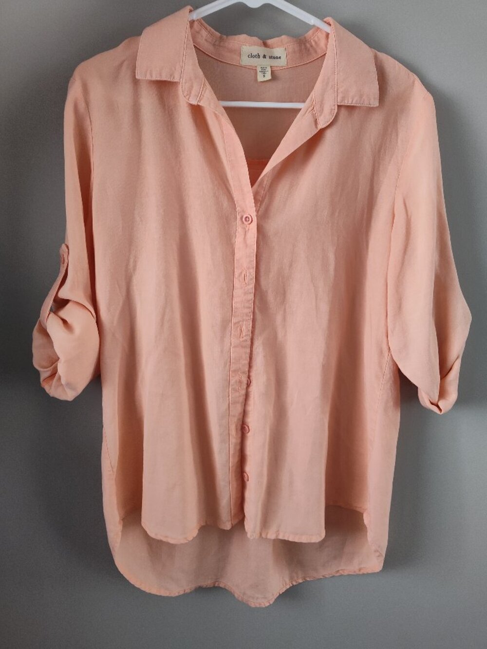 Cloth & Stone Long Sleeve Peach Button-Down Shirt Women SM EUC